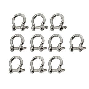 Bow Shackles,304 Stainless Steel Marine Shackles, Heavy Duty D Ring Shackle, Anchor Shackle Screw Shackles for Lifting, Braclets, Jeeps and Boats of 10 pcs