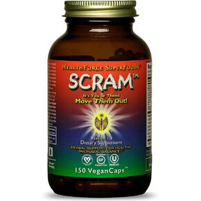 HEALTHFORCE SUPERFOODS SCRAM - Herbal Supplement with Milk Thistle, Wormwood & Black Walnut - Digestion Support Capsules - 150 Vegan Capsules