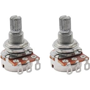 Musiclily A500K Mini Guitar Pots Split Shaft Long Audio Taper Guitar Potentiometers for Fender Stratocaster Telecaster Guitar Bass Replacement (Pack of 2)