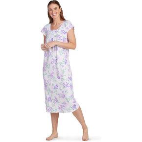 Miss Elaine Nightgown, Long Cottonessa Gown, Short Sleeves, Lettuce Hem, Sleepwear & Loungewear