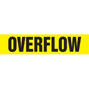 Accuform RPK547SSD Self-Stick "Overflow" Pipe Marker for 2-1/2" to 6" OD Pipe, Black on Yellow, 2-1/2" H x 12" W