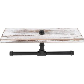 7Penn Toilet Paper Holder with Double Shelf Rustic Farmhouse Decor 2 Roll Industrial Pipe Wall Mount Roll Dispenser