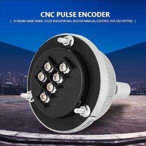 5V 60mm 6 Terminal Hand Wheel Pulse Encoder CNC Pulser Handwheel Mill Router Manual Control for CNC System Milling Machine Lathe(White),control handwheel