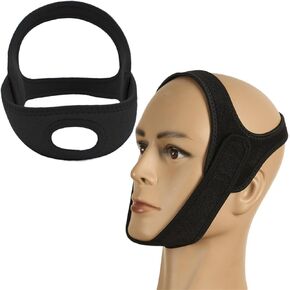 Anti Snoring Chin Strap, Adjustable Breathable Stop Snoring Device, Chin Strap with Jaw Support for Snoring Effective Snoring Reduction Belt Snore Stop Head Strap for Men Women CPAP Users (Black)