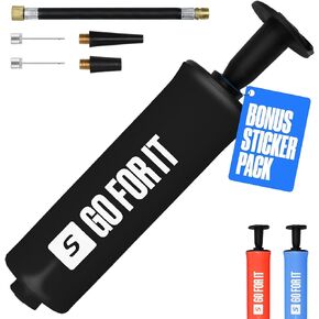 Sportbit Ball Pump with 2 Needles, 2 Nozzles, Extension Hose - Ball Pump for Sports Balls, Basketball Pump, Soccer Ball Pump, Volleyball Pump - Customizable Air Pump for Inflatables