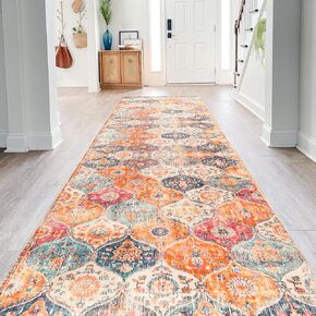 Modern Kitchen Runner Rug, 2 x 8 Runner Rugs with Non Slip TPE Rubber Backing, Non-Shedding Neutral Print Rug Machine Washable Runner Carpet Runners for Hallways Bedroom Laundry Room