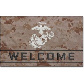 FANMATS 23081 U.S. Marines Rubber Door Mat - 18in. x 30in.