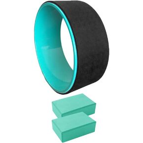 DreamHigh Non Slip Durable TPE - Eco-Friendly Yoga Wheel with 2pcs Yoga Foam Blocks