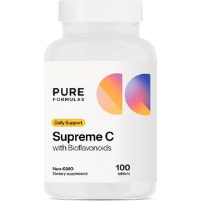 PureFormulas Supreme C with Bioflavonoids - 100 Tablets | 1000 mg Vitamin C, Citrus Bioflavonoids Complex, Rose Hips | Immune Support & Antioxidant Boost | Allergen-Free