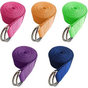 5-Pack Yoga Exercise Adjustable Straps 8Ft OR 10Ft with Durable D-Ring for Pilates & Gym Workouts Yoga Fitness | Hold Poses, Stretch, Improve Flexibility & Maintain Balance in Saudi Arabia