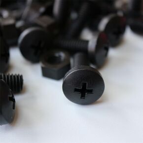 20 x Black Pan Head Screws Polypropylene (PP) Plastic Nuts and Bolts, Washers, M8 x 20mm, 5/16 x 25/32