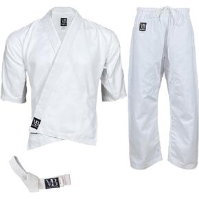 Karate gi Martial Arts Uniform With Free Belt, Lightweight White Karate Uniform for Kids Gi & Adult