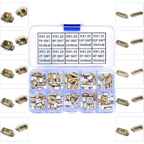 PicoBlade 1.25mm SMT Header IC Sockets & Plugs Adapter Compatible with Molex Connector Kit, MX1.25 2/3/4/5/6/7/8/9/10/12P SMT Header Through Hole Top Type Vertical Header (MX1.25-SMT-Ver)