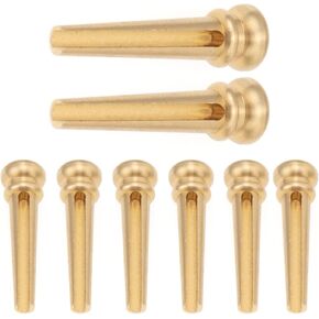 8Pcs Yootones Brass Guitar Bridge Pins End Pins String Pegs Compatible with Folk Acoustic Guitars Parts (Gold)