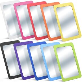 Dandat 10 Pcs Small Mirrors for Crafts Kids Mirror Plastic Mirror for Kids 6 x 4 Inches Toddler Mirror Round Corners Shatter Proof Mirror for Classroom Bathroom Crafts
