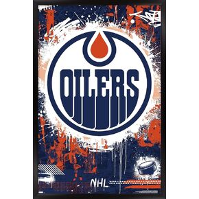 Trends International NHL Edmonton Oilers - Maximalist Logo 23 Wall Poster, 14.72" x 22.37", Barnwood Framed Version