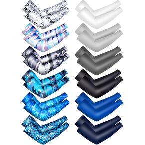 12 Pairs Sports Arm Sleeves for Kids Basketball Baseball Arm Sleeves UV Sun Protection Cooling Arm Cover Sleeve