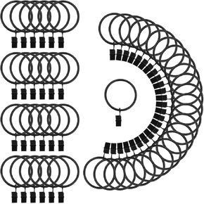 50 PCS 2 Inch Black Curtain Rings with Clips, Openable Curtain Hangers Clips, Drapes Rings Rod Clips for Hanging Drapes Window Bathroom