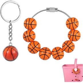 Sports Charms for Bogg Bag, Ball Bag Charms Decorative Wooden Beads Accessories Charm Beach Tote Bag Decoration Handbag Supply Compatible with Bogg Bags Simply Southern