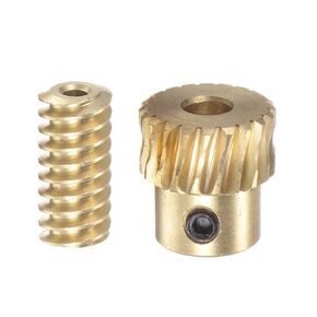 Worm Gear Set Brass 0.5 Modulus 20T 20:1 Reduction Rate 2.3mm Hole Diameter Right Rotate Drive Gear Box Wheel Shaft Kits