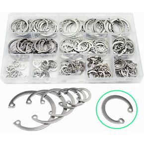 200Pcs 8mm 10mm 12mm 14mm 16mm 18mm 20mm 22mm 24mm 26mm Metric 304 Stainless Steel Internal Snap Ring, Circlip Retaining Ring Assortment Kit