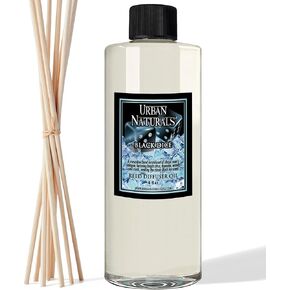 Urban Naturals Black Dice Essential Oil Reed Diffuser REFILL | Large 8 Ounce Size | Reed Sticks Included | Masculine Blend of Citrus, Lavender, Woods & Musk | Made in The USA