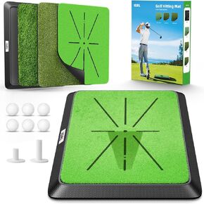 Golf Hitting Mat, IGRL Golf Mats Practice Indoor Outdoor, 18"x14" Golf Training Mat for Swing Path Feedback, 3 in 1 Impact Golf Mat with Heavy Duty Rubber Base, Ideal Gifts for Men Dad Husband