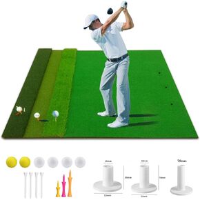 Golf Mat, 5x4ft Golf Hitting Mat, 3-in-1 Artificial Turf Practice Mat Putting Mat with Golf Tee for Backyard Driving Outdoor & Indoor Swing & Chipping Training