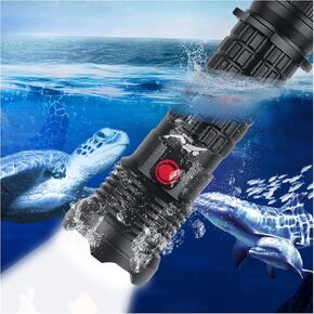 Scuba Diving Light Dive Flashlight,500000 Lumens IPX8 Waterproof Underwater XHP70 LED Submarine Lights Holder with Rechargeable Battery,Charger for Under Water Deep Sea Cave at Night
