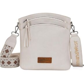 Montana West Crossbody Purses and Handbags for Women, Medium Size Double Compartments with Adjustable Guitar Strap
