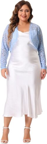 Agnes Orinda Plus Size Lace Shrug for Women 2024 Long Sleeve Floral Lace Shrugs Top in Kuwait