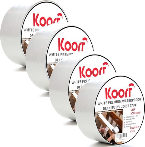 Deck Joist Tape for Decking 1-5/8" x 50' x each 4 Rolls, Non-Skid, Deck Flashing Tape Butyl, Works in any Weather Deck Flashing Tape, 4 Rolls Pack (4, 1-5/8" x 50') in Saudi Arabia