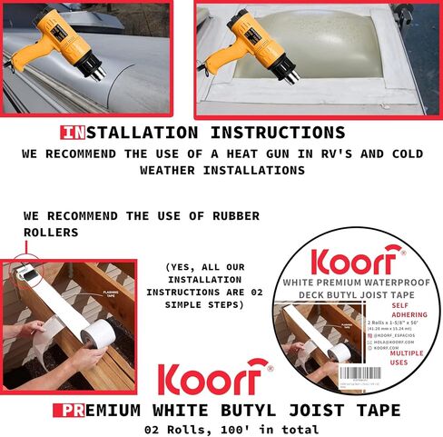 Deck Joist Tape for Decking 1-5/8" x 50' x each 4 Rolls, Non-Skid, Deck Flashing Tape Butyl, Works in any Weather Deck Flashing Tape, 4 Rolls Pack (4, 1-5/8" x 50') in Saudi Arabia
