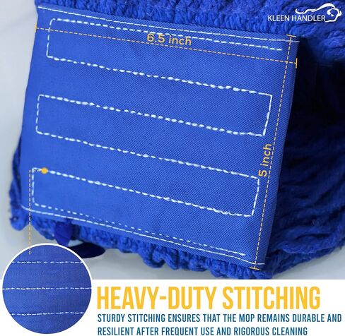 KLEEN HANDLER Blended Loop End Heavy Duty Mop Head Replacement, Wet Mop Refills for Industrial and Commercial Use, Dark Blue, 24 Oz (3-Pack) in Kuwait