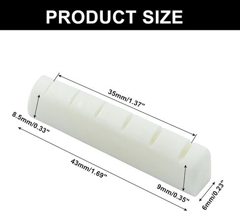 Muertenze 6 String Electric Guitar Bone Nut, 42mm Bone Slotted Electric Guitar Nut Flat Bottom for LP Style Electric Guitar Folk Acoustic Guitar White.(Nut: 42 x 4.5 x 3.5mm, 1 Pieces) in Saudi Arabia