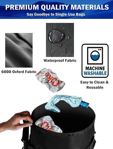 Portable Boat Trash Bag - 600D Collapsible Marine Boat Garbage Can Fishing Boats Accessories Essentials, Waterproof Camping Storage Bags for Outdoor Boating Pontoon Kayak Yacht Men Gifts in Kuwait