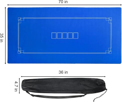 Suwimut 70 × 35 بوصة سجادة البوكر، 8 لاعبين تكساس هولدم بوكر حصيرة مطاطية لعبة البوكر توبر للطاولة، قابلة للطي المحمولة طاولة البوكر تخطيط أعلى الطاولة مع حقيبة حمل لألعاب البوكر المنزلية، كازينو in Kuwait