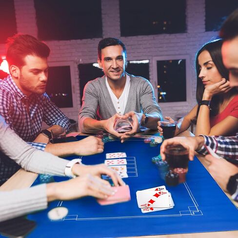 Suwimut 70 × 35 بوصة سجادة البوكر، 8 لاعبين تكساس هولدم بوكر حصيرة مطاطية لعبة البوكر توبر للطاولة، قابلة للطي المحمولة طاولة البوكر تخطيط أعلى الطاولة مع حقيبة حمل لألعاب البوكر المنزلية، كازينو in Kuwait