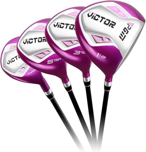 مجموعة مضارب الجولف الكاملة المكونة من 13 قطعة للنساء التي تستخدم اليد اليمنى، تتضمن محرك سبيكة 460 سم مكعب، وخشب الممر، وهجين، و6-#SW، وحقيبة مضرب الجولف وحامل الجولف in Kuwait