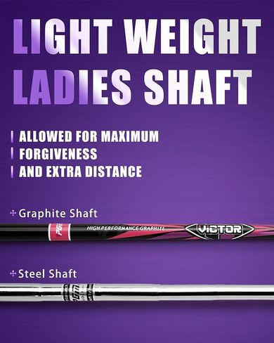 مجموعة مضارب الجولف الكاملة المكونة من 13 قطعة للنساء التي تستخدم اليد اليمنى، تتضمن محرك سبيكة 460 سم مكعب، وخشب الممر، وهجين، و6-#SW، وحقيبة مضرب الجولف وحامل الجولف in Kuwait