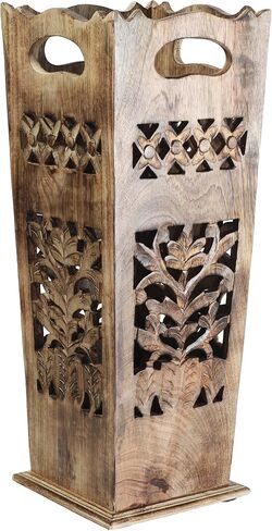 Wooden Hand-Craved Umbrella Stand Umbrella Rack Walking Canes Storage Rack for Home Office Entryway in Saudi Arabia