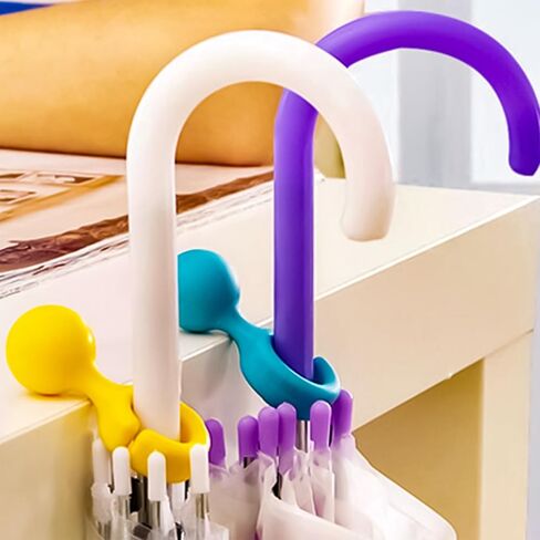 8 قطع خطاف تعليق المظلة، خطاف مظلة الجاذبية الملونة، مظلة مكتب كرسي المكتب، حامل تخزين مظلة بخطاف، منظم TPE لتعليق المظلات مناسب للمنزل والمكتب الداخلي in Kuwait