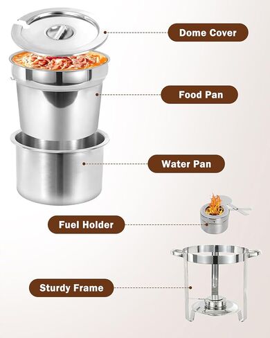 Soup Chafer - 7QT [Extra 2X Thickened] [Longer Lifespan] 304 Stainless Steel Soup Chafing Dish with Pot Lid and Fuel Holder - Food Grade Commercial Soup Warmers for Parties Catering Buffet in Saudi Arabia