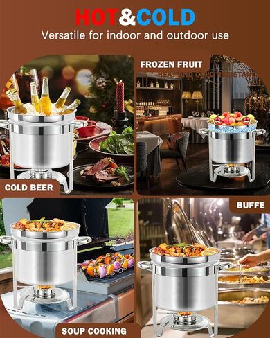 Soup Chafer - 7QT [Extra 2X Thickened] [Longer Lifespan] 304 Stainless Steel Soup Chafing Dish with Pot Lid and Fuel Holder - Food Grade Commercial Soup Warmers for Parties Catering Buffet in Saudi Arabia
