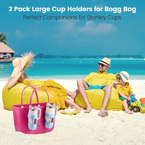 OUTXE 2 Pack Bogg Bag Cup Holder for Stanley, Large Drink Holder Compatible with All Bogg Bag, Adjustable Cup Holder Attachment, 40 oz Water Bottle Accessories for Simply Southern Bogg Bag in Saudi Arabia
