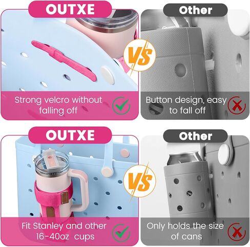 OUTXE 2 Pack Bogg Bag Cup Holder for Stanley, Large Drink Holder Compatible with All Bogg Bag, Adjustable Cup Holder Attachment, 40 oz Water Bottle Accessories for Simply Southern Bogg Bag in Kuwait