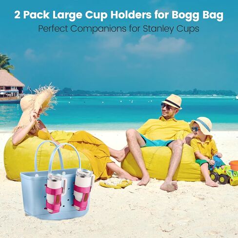 OUTXE 2 Pack Bogg Bag Cup Holder for Stanley, Large Drink Holder Compatible with All Bogg Bag, Adjustable Cup Holder Attachment, 40 oz Water Bottle Accessories for Simply Southern Bogg Bag in Kuwait