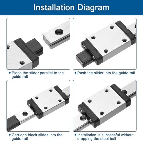 uxcell 2pcs MGN7 300mm Linear Guide Rail with 2pcs MGN7H Sliding Carriage Block Bearing Steel and 2pcs Plastic Mini MGN12 Linear Guide for DIY 3D Printers and CNC Machine, Silver in Saudi Arabia