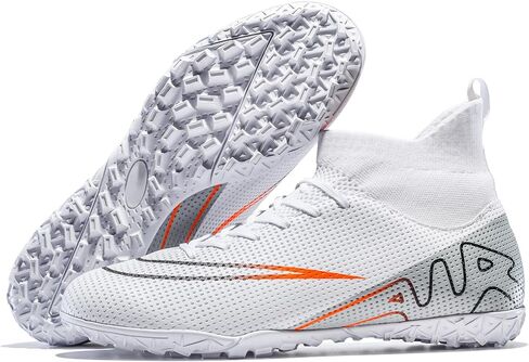 Boys Soccer Shoes Turf Youth Soccer Cleats Kids TF High-Top Football Boots for Outdoor Training Comes with whistle in Saudi Arabia