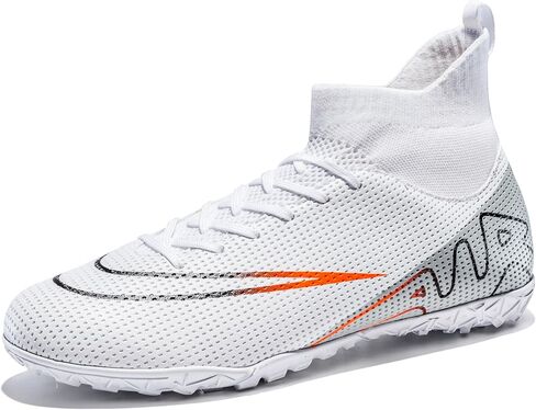 Boys Soccer Shoes Turf Youth Soccer Cleats Kids TF High-Top Football Boots for Outdoor Training Comes with whistle in Saudi Arabia